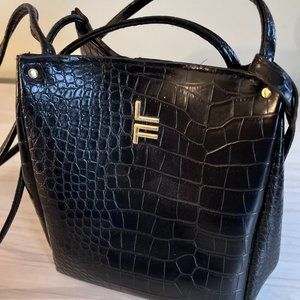 London Fog Coco Croco Black Satchel/Purse (NWT)